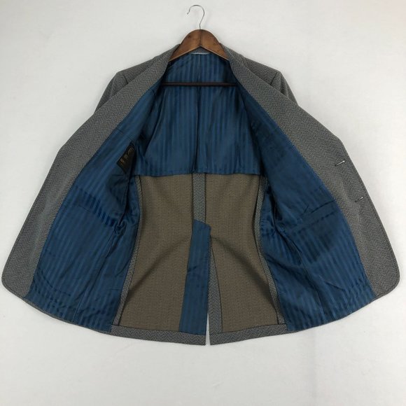 Curlee VTG Men's 38** Blue Grey Single Breasted Two-Button Western Sport Coat - Picture 9 of 12